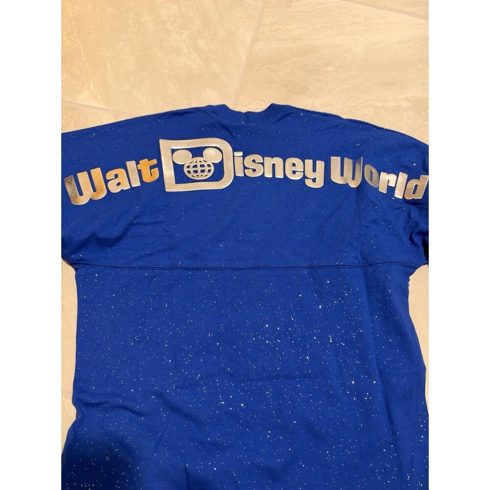 Disney World Spirit Jersey Blue Sparkle Glitter Wishes Come True Shirt Xs